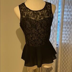 Elegant Black Lace Peplum Top